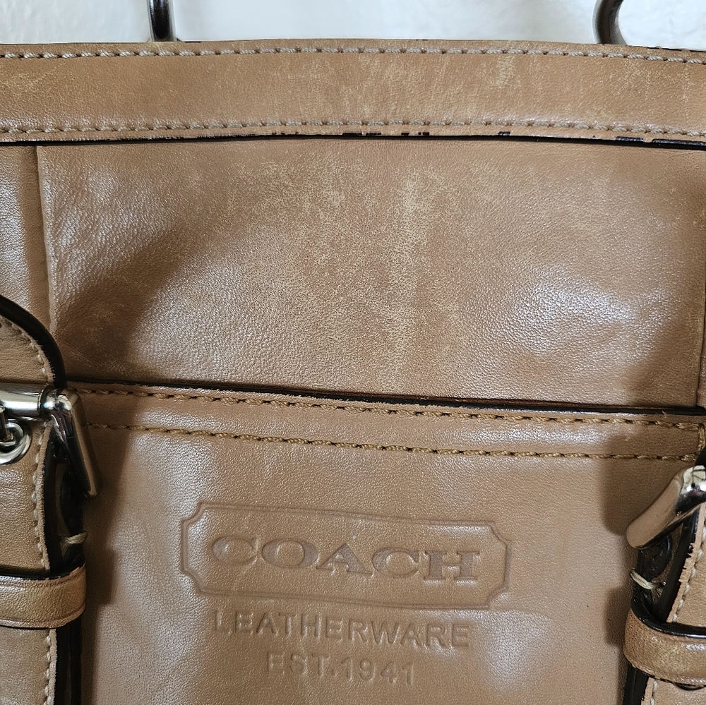 Coach Y2K Elegant Gallery Tote Bag Tan Leather Side Turnlocks Carryall F11524‎ - Picture 2 of 14